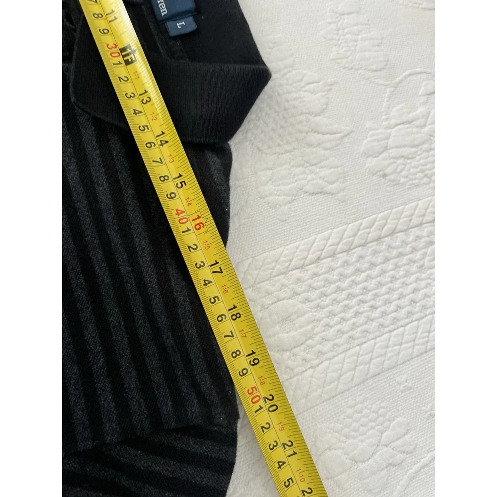 Polo Ralph Lauren Polo Shirt Mens L Black Gray Stripe Red Pony Cotton Golf